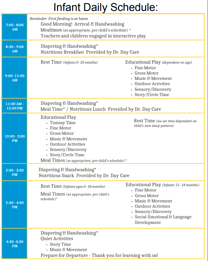 Infant Daily Schedule